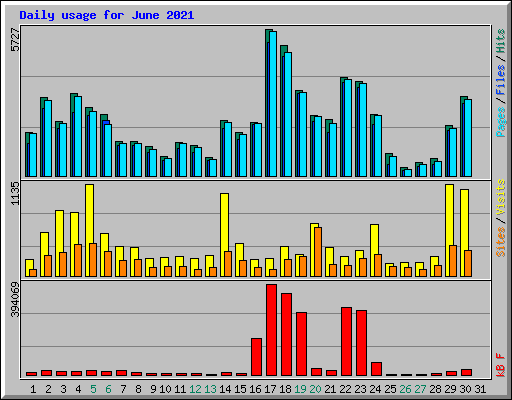 Daily usage for June 2021