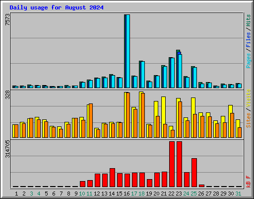 Daily usage for August 2024