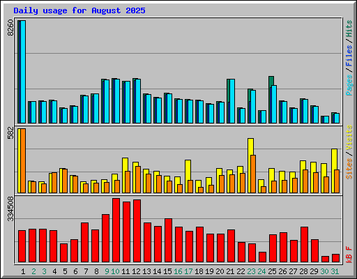 Daily usage for August 2025